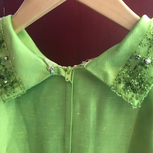 Stunning Raw Silk Beaded Vintage Dress - Picture 9 of 11